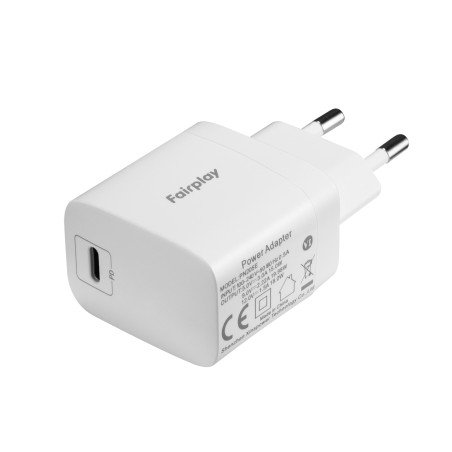 Chargeur adaptateur secteur USB-C 20W Blanc
