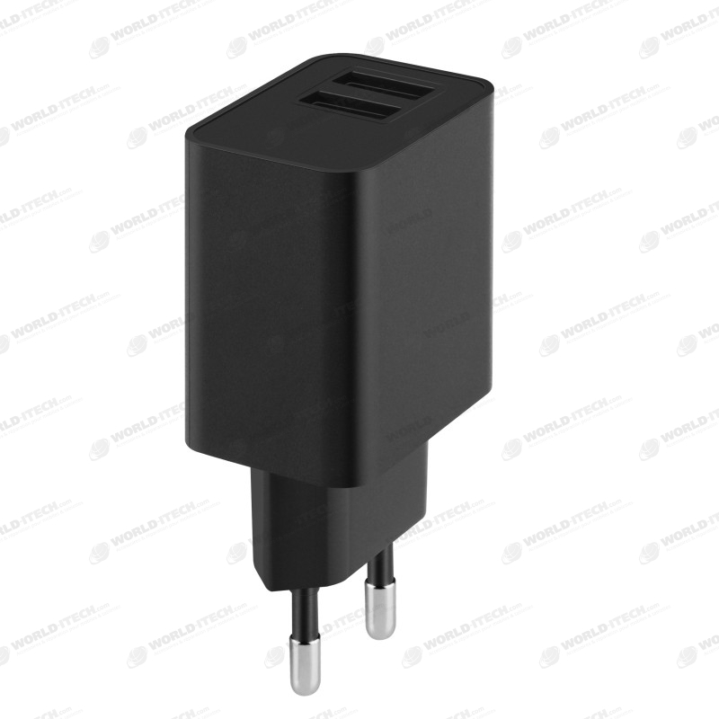 Chargeur secteur double USB 12W Noir