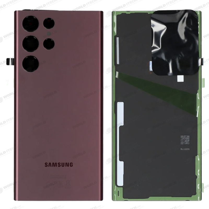 Vitre arrière bordeaux OFFICIELLE Samsung Galaxy S22 Ultra GH82-27458B S908B