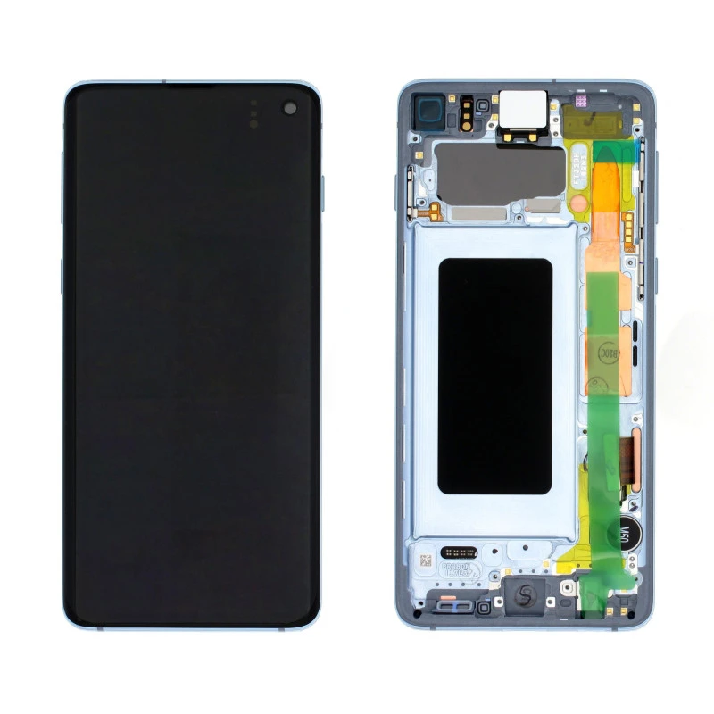 Ecran sur chassis bleu OFFICIEL Samsung S10 SM-G973F - Kit Outils origine service pack GH82-18850C / GH82-18835C