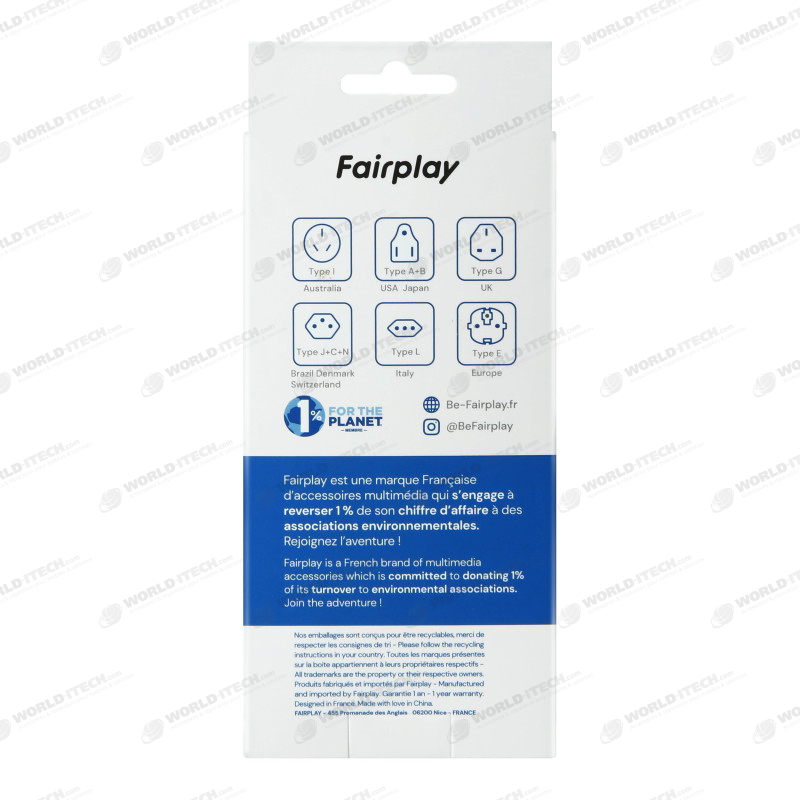 Adaptateur secteur voyage (Monde vers france)