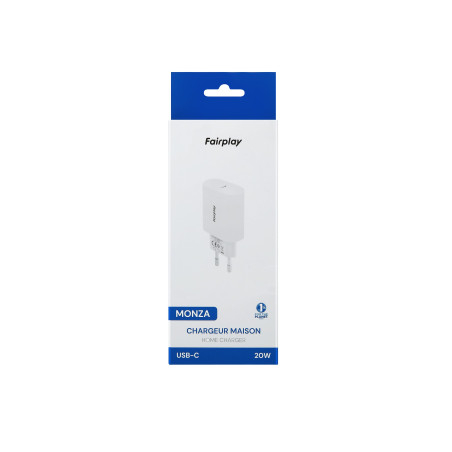 Chargeur adaptateur secteur USB-C 20W Blanc