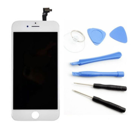 Ecran LCD Blanc compatible iPhone 6 plus + Outils reparation
