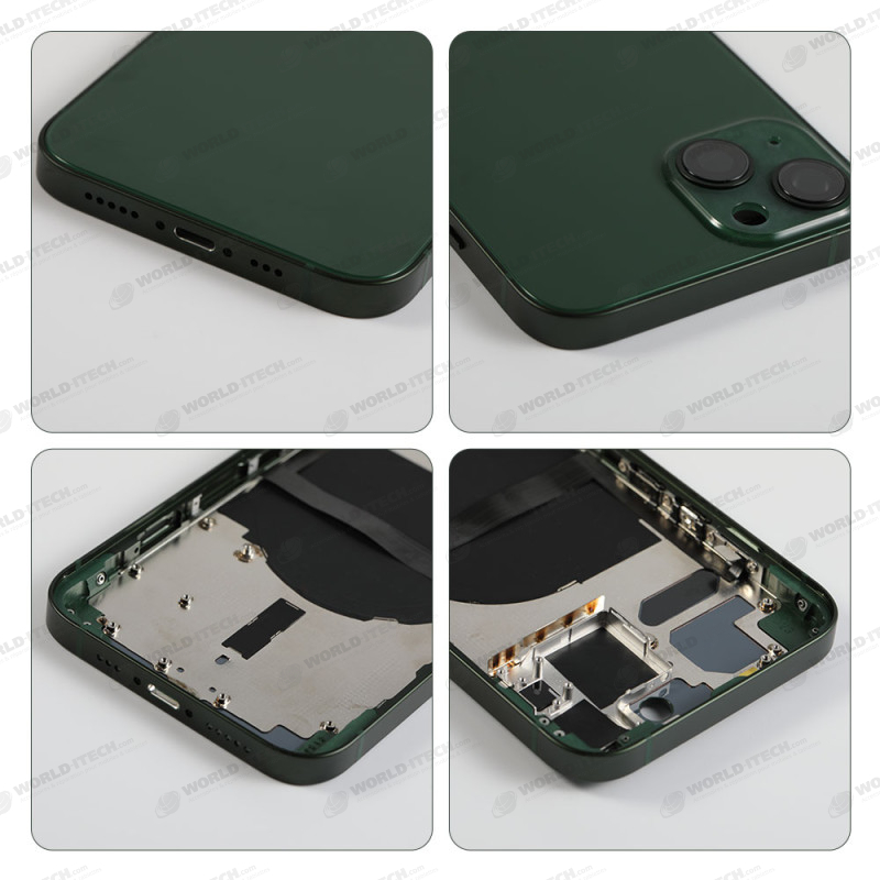 Chassis nu avec vitre arrière Vert iPhone 13  - Outils Offerts