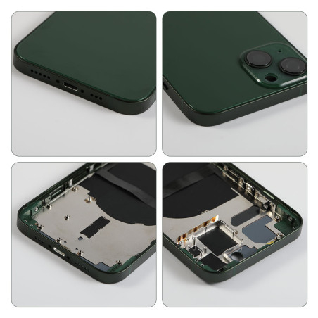 Blankes Gehäuse mit „rückglas“ in Grün für das iPhone 13  – Kostenloses Werkzeugset