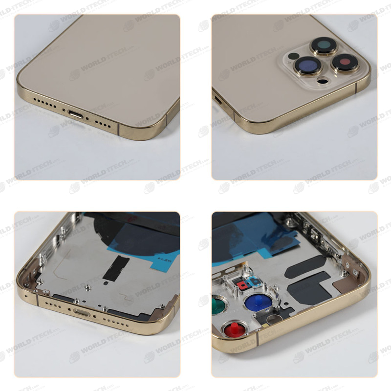 Bare chassis with iPhone 13 Pro Max ‘back Glass’ gold - Free Tool Kit